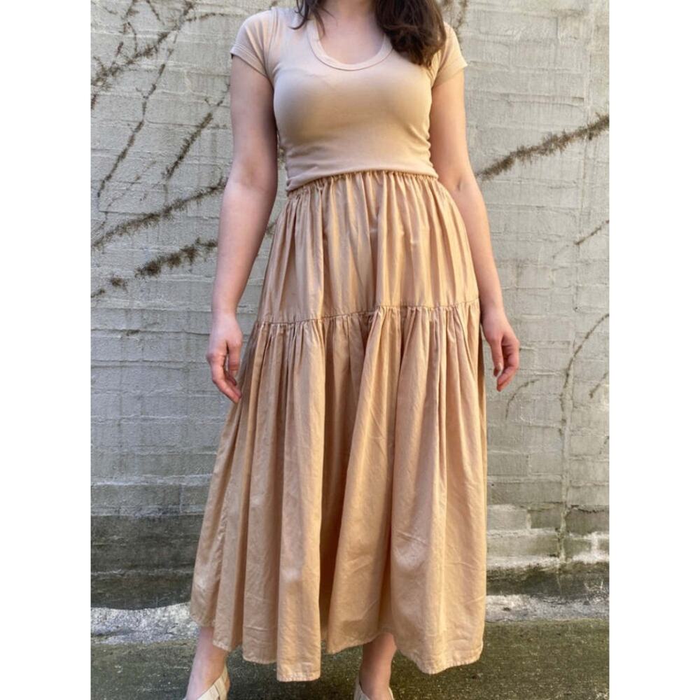 Enza Costa 2 oat milk tiered maxi skirt